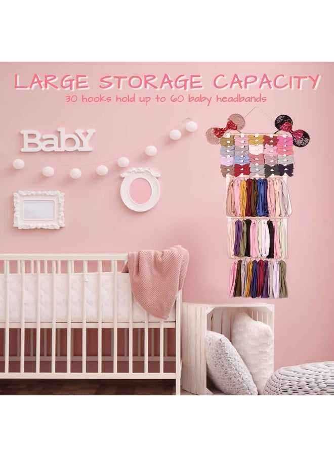 Oaoleer OAOLEER Baby Headband & Bow Holder for Girls Hair Bows, Hanging Baby Headbands Organizer Storage Newborn Headband Holder for Wall, Room, Door or Closet  - Image 2