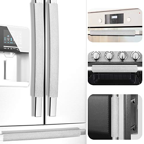 MRKG Refrigerator Door Handle Covers, Set of 6, Sleek and Form-Fitting, Keep Your Kitchen Appliance Clean from Smudges, Drips, Food Stains, Oil (Light Grey) - Image 1