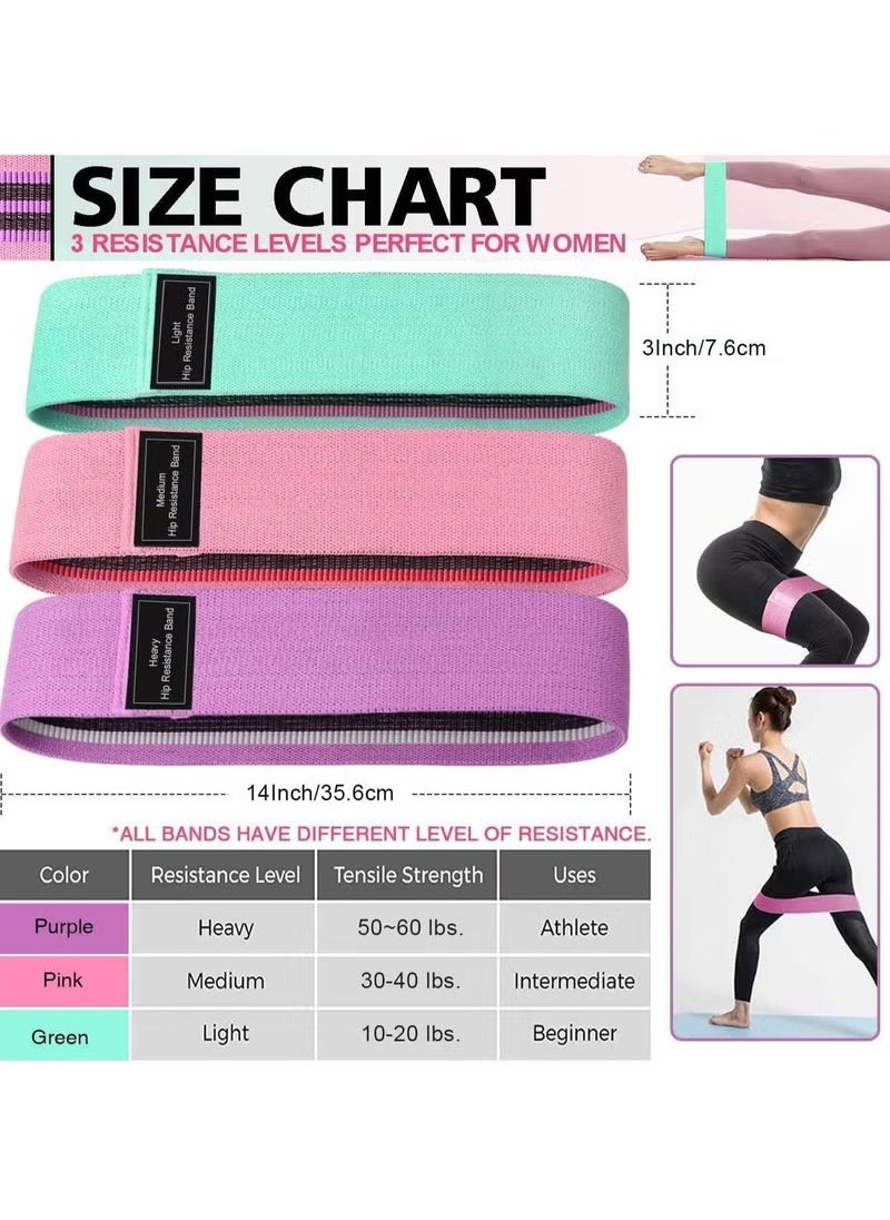 Best Resistance Bands Exercises for Legs Wide Nylon Fabric, 3 Resistance Levels Bands  - Image 2