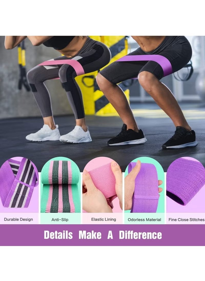 Best Resistance Bands Exercises for Legs Wide Nylon Fabric, 3 Resistance Levels Bands  - Image 3