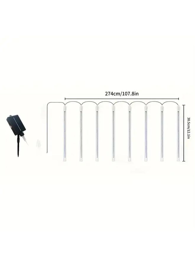 8 أضواء دش نيزكي شمسي بأنبوب 96 LED ضوء دافئ مع زر تحكم لتزيين شجرة عيد الميلاد والحديقة الخارجية والشرفة - Image 3