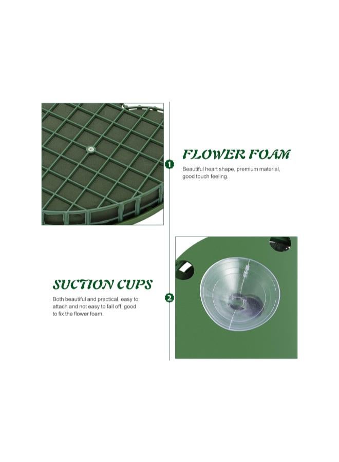 klarako Wet Floral Foam Heart Shaped Flower Foam with Suction Cup Tray for Wedding Centerpiece Party Decoration DIY Flower Arrangement Size S - Image 3