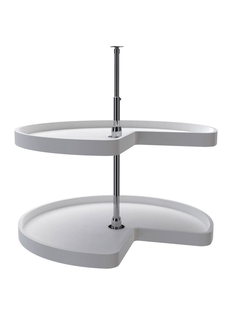 Rev-A-Shelf RevAShelf 32 Kidney Shaped Dual Tier Lazy Susan Organizer for Corner Base Kitchen Cabinets Plastic Home Storage Shelves White 6472321152 