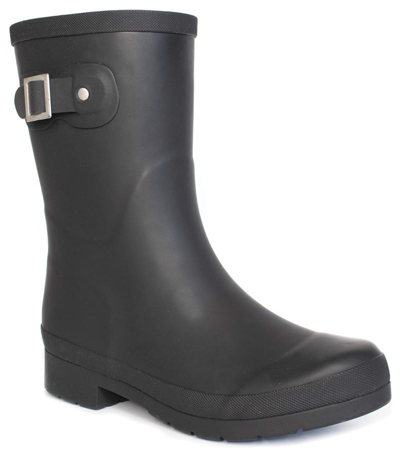 Chooka Women’s Waterproof Solid Mid-Height Rain Boot – Durable Rubber, Memory Foam Insole, Non-Slip Outsole, All-Weather Comfort, Black, 8 - Image 1