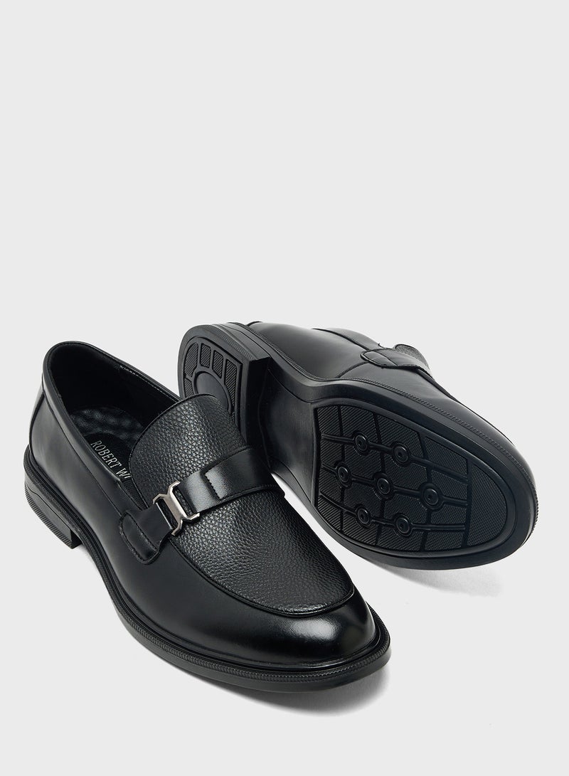 Robert Wood Buckle Detail Formal Slip Ons - Image 3