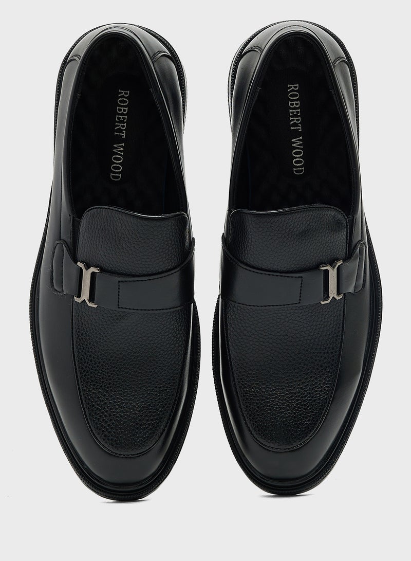 Robert Wood Buckle Detail Formal Slip Ons - Image 4