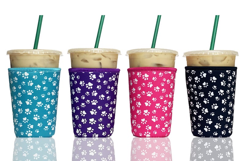 BAXENDALE AND CO Baxendale Iced Coffee Sleeves for Cold Drink Cups - 4 Pack Reusable Neoprene Iced Beverage Cup Sleeve for Hot & Cold Drinks, Compatible with Starbucks Dunkin and more - Image 1