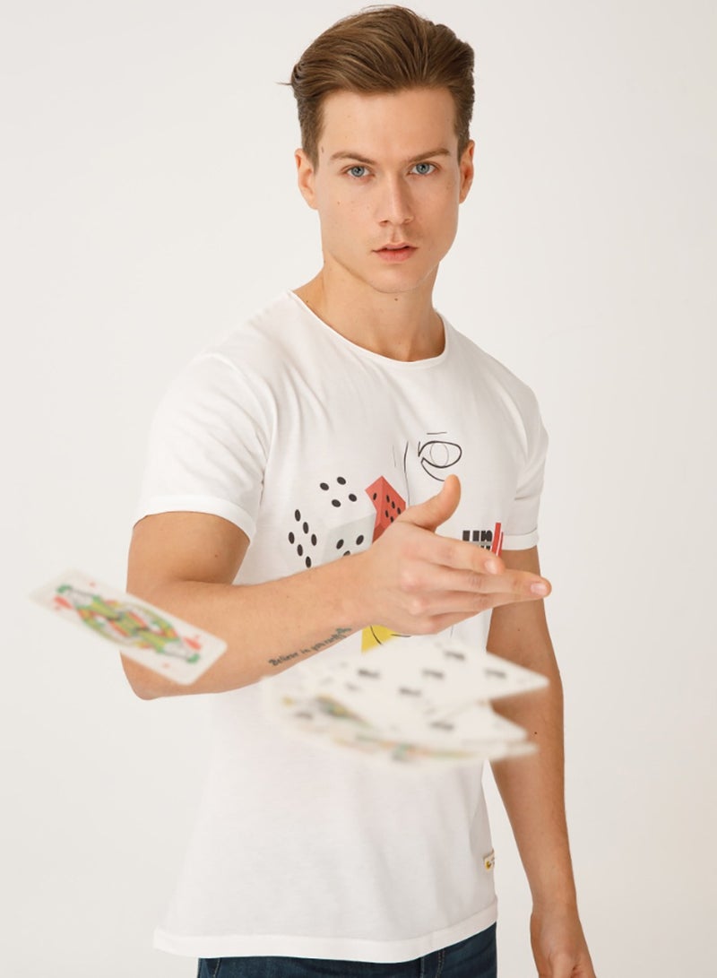 Biggdesign Faces Lucky Men's T-Shirt, Printed Male T-shirt, Cotton Material, Crew Neck, Custom Design, Size XL - Image 3