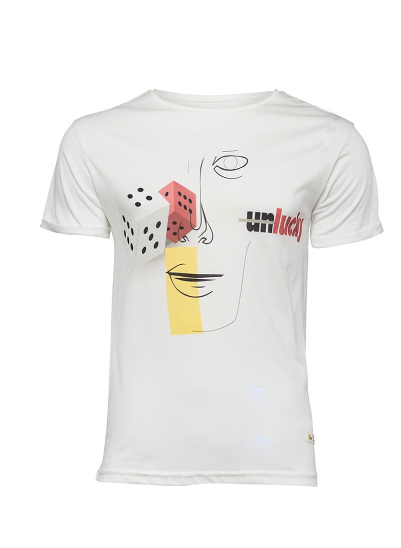 Biggdesign Faces Lucky Men's T-Shirt, Printed Male T-shirt, Cotton Material, Crew Neck, Custom Design, Size XL - Image 5