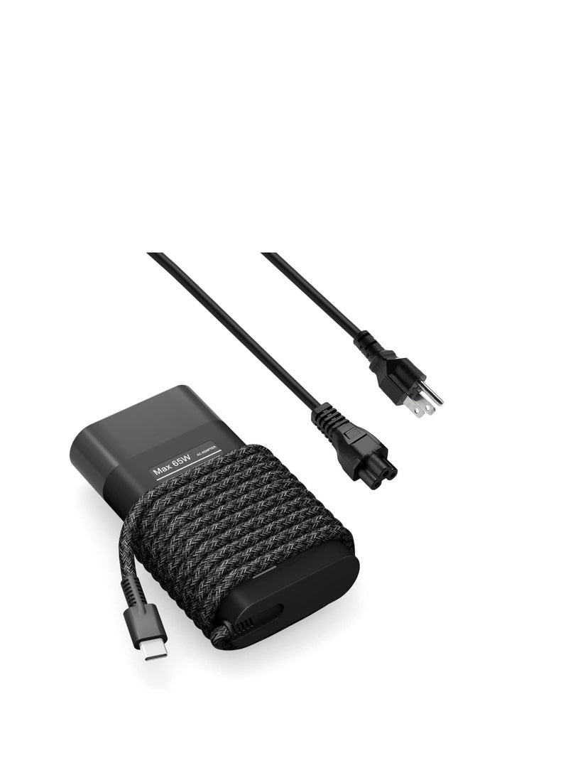 Terabyte شاحن لابتوب HP بقوة 65 واط شاحن USB C Chromebook لجهاز HP Spectre X360 14 2 في 1، Elitebook x360، Pavilion Envy Elite x2 شاحن سريع من نوع C لمحول الطاقة للسفر - Image 1