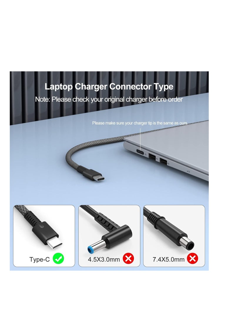 Terabyte شاحن لابتوب HP بقوة 65 واط شاحن USB C Chromebook لجهاز HP Spectre X360 14 2 في 1، Elitebook x360، Pavilion Envy Elite x2 شاحن سريع من نوع C لمحول الطاقة للسفر - Image 3