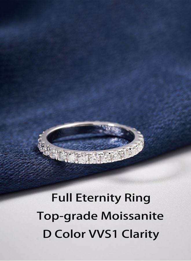 IMOLOVE Moissanite Wedding Band Wedding Rings for Women 925 Sterling Silver Rings with 18K White Gold Plated Eternity Stackable Engagement Ring Anniversary Band Size 3-12, 4.5, Gemstone, Moissanite - Image 2