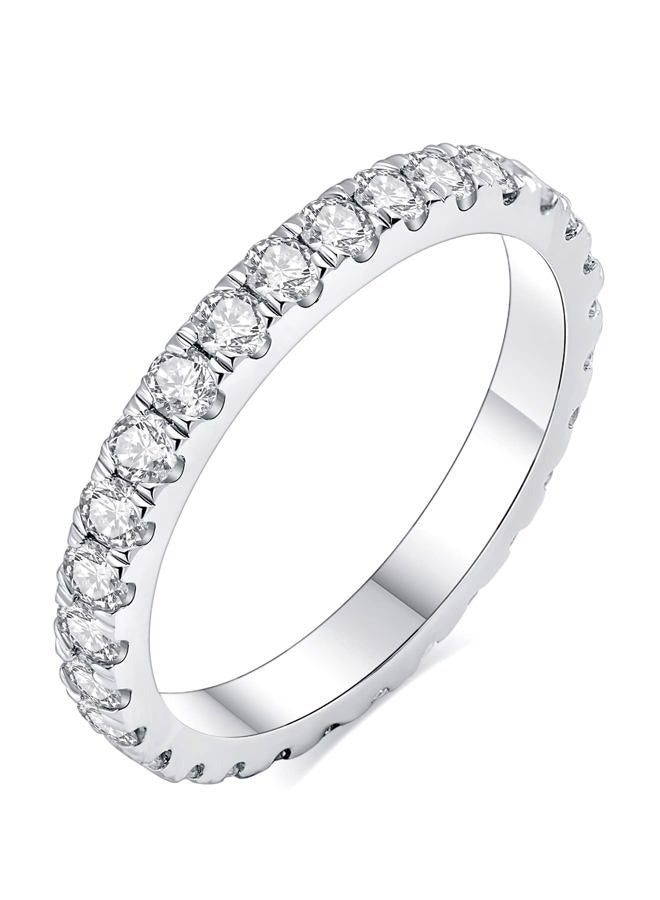 IMOLOVE Moissanite Wedding Band Wedding Rings for Women 925 Sterling Silver Rings with 18K White Gold Plated Eternity Stackable Engagement Ring Anniversary Band Size 3-12, 4.5, Gemstone, Moissanite - Image 1