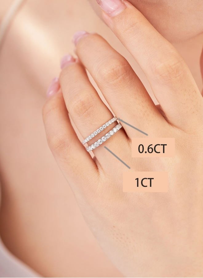 IMOLOVE Moissanite Wedding Band Wedding Rings for Women 925 Sterling Silver Rings with 18K White Gold Plated Eternity Stackable Engagement Ring Anniversary Band Size 3-12, 4.5, Gemstone, Moissanite - Image 5