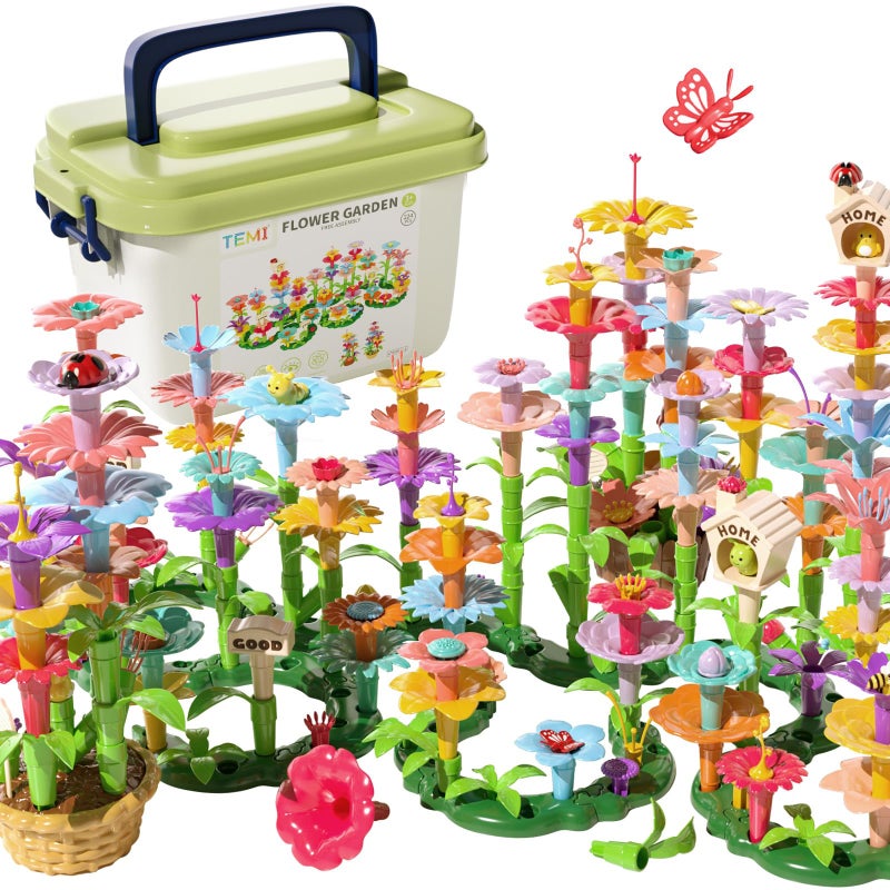 TEMI 224 PCS Flower Garden Building Toys for Girls Toys Educational STEM Toy and Preschool Garden Play Set for Toddlers 3 4 5 6 7 8 Year Old Kids Boys Girls Flower Stacking Toys for Kids Age 38 - Image 3