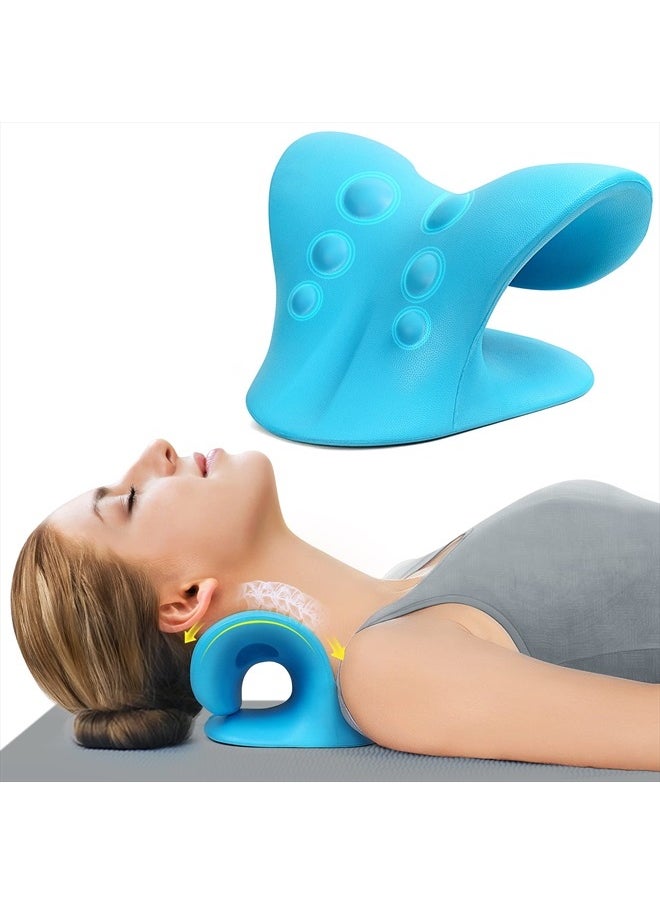 ComfortLife Neck Stretcher for Pain Relief, Neck and Shoulder Relaxer Cervical Traction Device Pillow for Muscle Relax and TMJ Pain Relief (Blue)  - Image 1