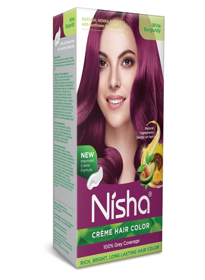نيشا صبغة شعر نيشا كريم للنساء - لون خمري بورغندي، 60 غ + 60 مل، تدوم طويلاً، تغطية كاملة للشعر الأبيض، لون شعر دائم لشعر ناعم، لامع، وصحي - Image 1