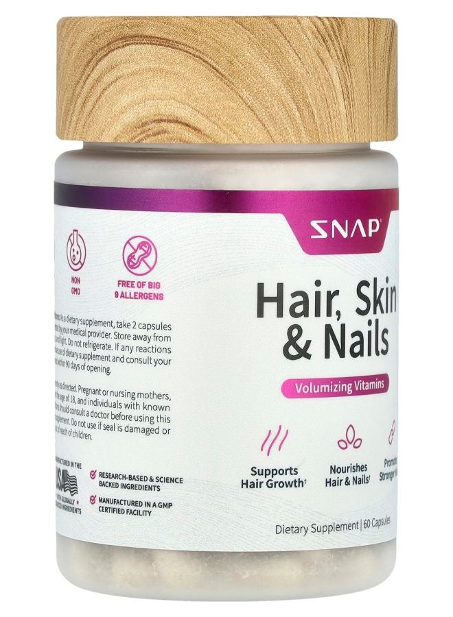 SNAP SUPPLEMENTS Hair Skin & Nails  60 Capsules - Image 2