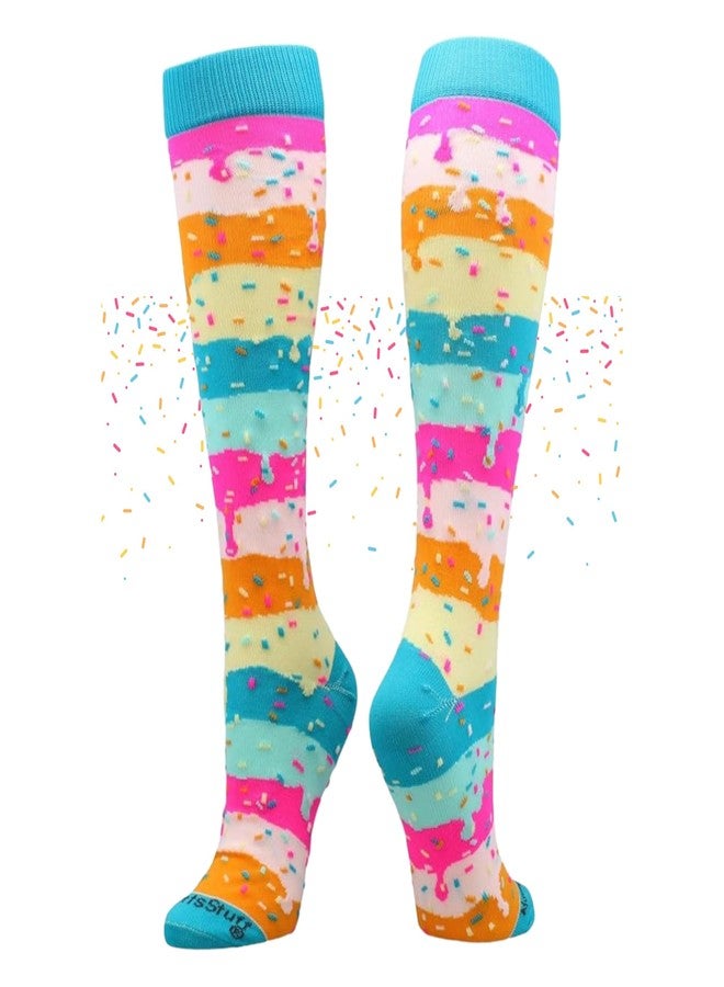 MadSportsStuff Rainbow Sprinkles Over the Calf Length Socks (Rainbow, Small) - Image 1