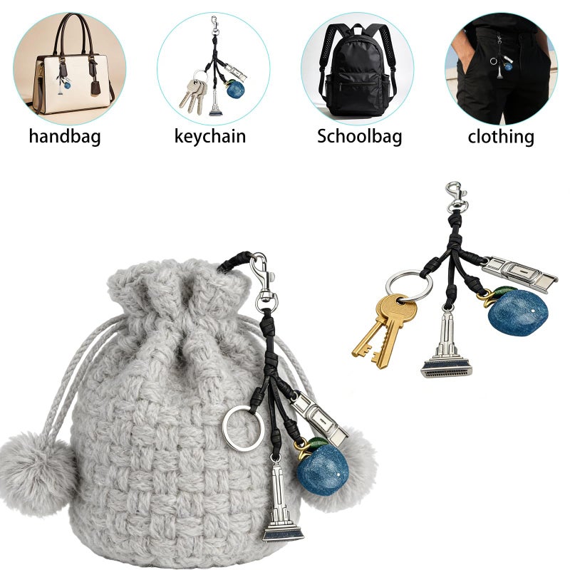 LSBDJDL Eiffel Tower Car Cherry Bag Charms Keychain Purse Charms For Handbags Zipper Pull Charm Accessories Keychains For Women - Image 4