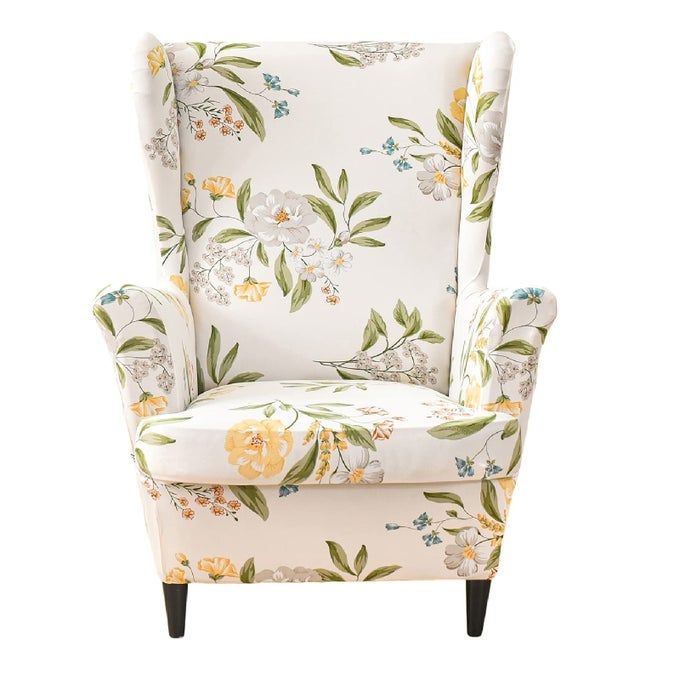 Wingback Chair Covers Slipcovers 2 Piece Stretch Wing Chair Covers Spandex Slipcovers Wingback Sofa Covers Armchair Covers NonSlip Furniture Protector for Living Room Wingback Chairs A14