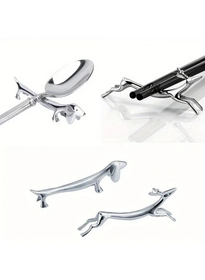 Silvery Golden Dog Chopsticks Holder 1pc Creative Table Setting Supplies - Image 5