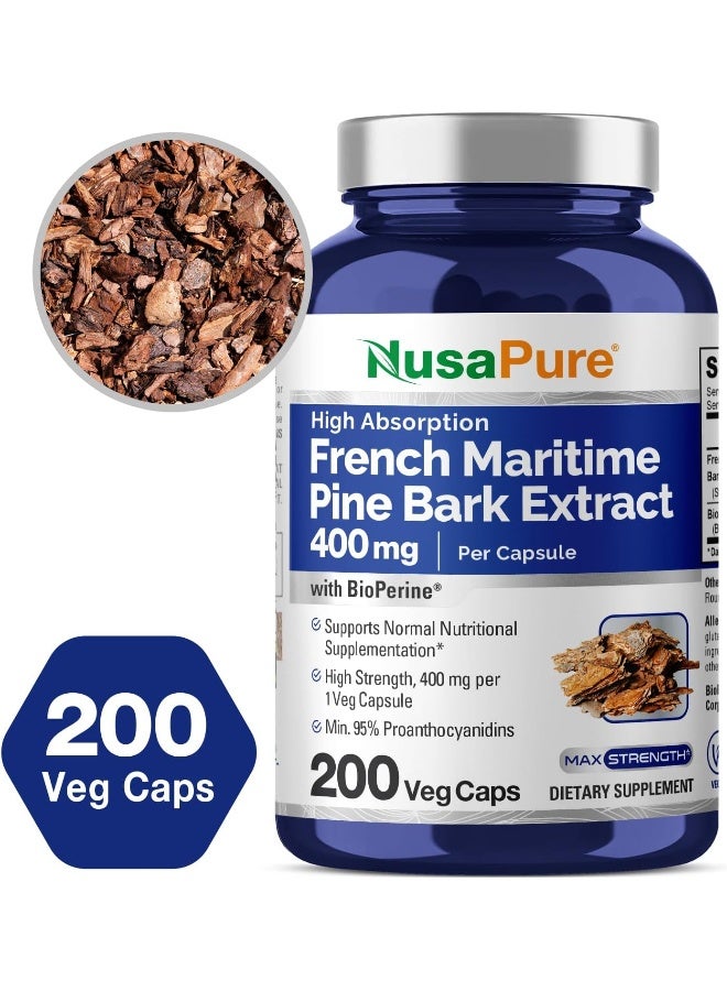 NusaPure French Maritime Pine Bark Extract 400mg 200 Veggie Capsules - Image 4