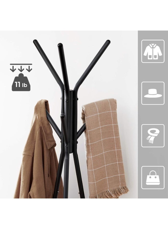 Generic Coat Rack Freestanding, Coat Hanger Stand, Hall Tree with 2 Shelves, for Clothes, Hat, Bag, Industrial Style, Rustic Brown and Black  - Image 3