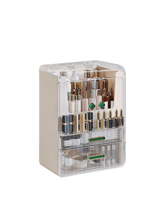 XiuWoo Makeup Organizer for Vanity Large Capacity Skincare Organizers Dustproof Makeup Storage Box Cosmetic Display Cases with 2 Drawers and Lids Cosmetic Organizer for Bathroom Countertop - Image 2