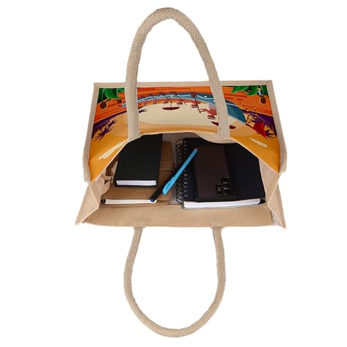 Sangra Unisex Multicolor Eco Reusable Jute Tote Bag For Daily Use Market Carry Milk/Grocery/Fruits/Vegetable Organizer Shopping/Tiffin Bag (Onam) - Image 3