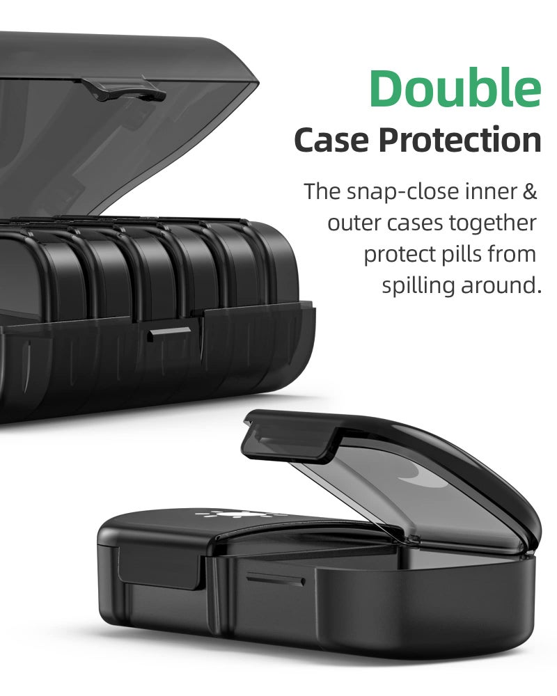 PULIV Extra Large Weekly Pill Organizer 2 Times a Day, One-Side Open Pill Box 7 Day for Easy Filling, Black Privacy Protection AM PM Pill Case for Vitamins, Medication, Supplements, Fish Oils Black - Image 5