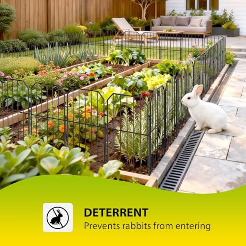 VANCASTLE Decorative Garden Fence, Toatal 10FT(L) x 24IN(H) Outdoor Metal No Dig Fence Animal Barrier, Rustproof No-Tool Assembly Landscape Edging for Yard, Lawn, Patio, Flower Bed-10 Panels Design A - Image 5