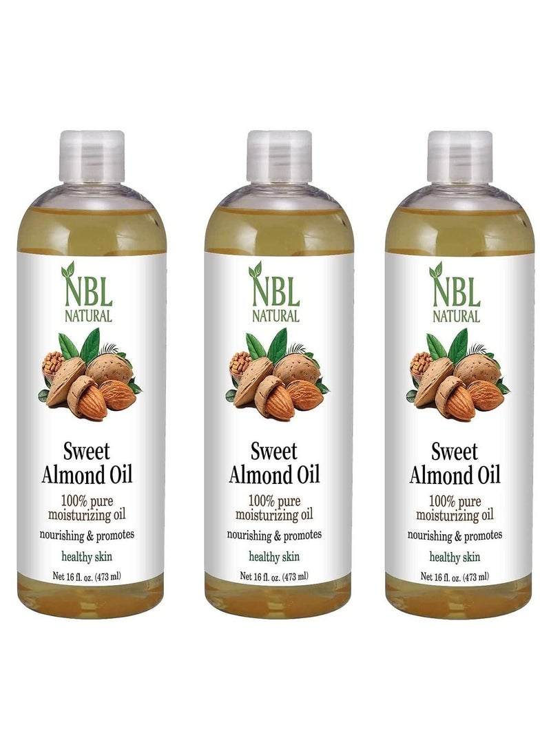NBL Natural Sweet Almond Oil For Healthy Skin three of bottles - Image 1