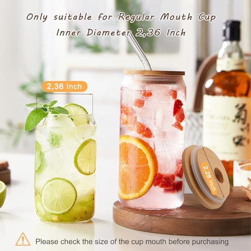 Cymuber Bamboo Lids For Glass CupsCymuber Reusable Wooden Lids for Glass CupsAirtight 276inch70mm Canning Lids For Regular Mouth 20 OZ 24 OZ Drinking jars16 OZ Beer GlassesSoda Can - Image 3
