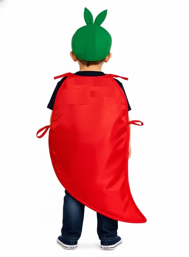 EthnicAlive Fruits and Vegetable Cutout Fancy Dress For Kids | Heathy Food Baby Costume | Fruits Theme Cosplay Costume For Girl And Boys (Red Chilli, 7-8 Years) - Image 2