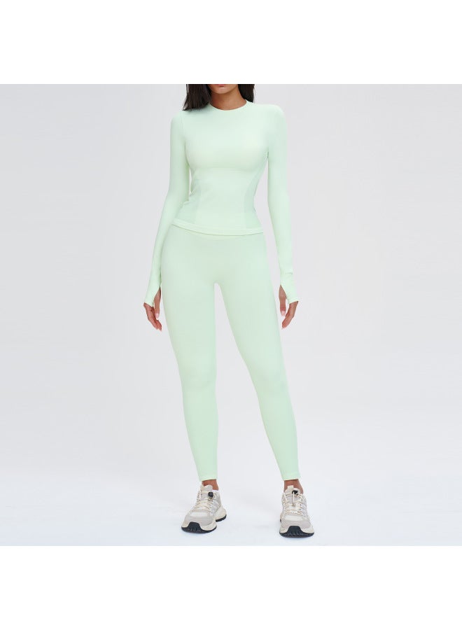 Seamless Sports Suit Round Neck Comfortable Fitness Yoga Set Outdoor Running Sports Fitness Clothing For Women 5081