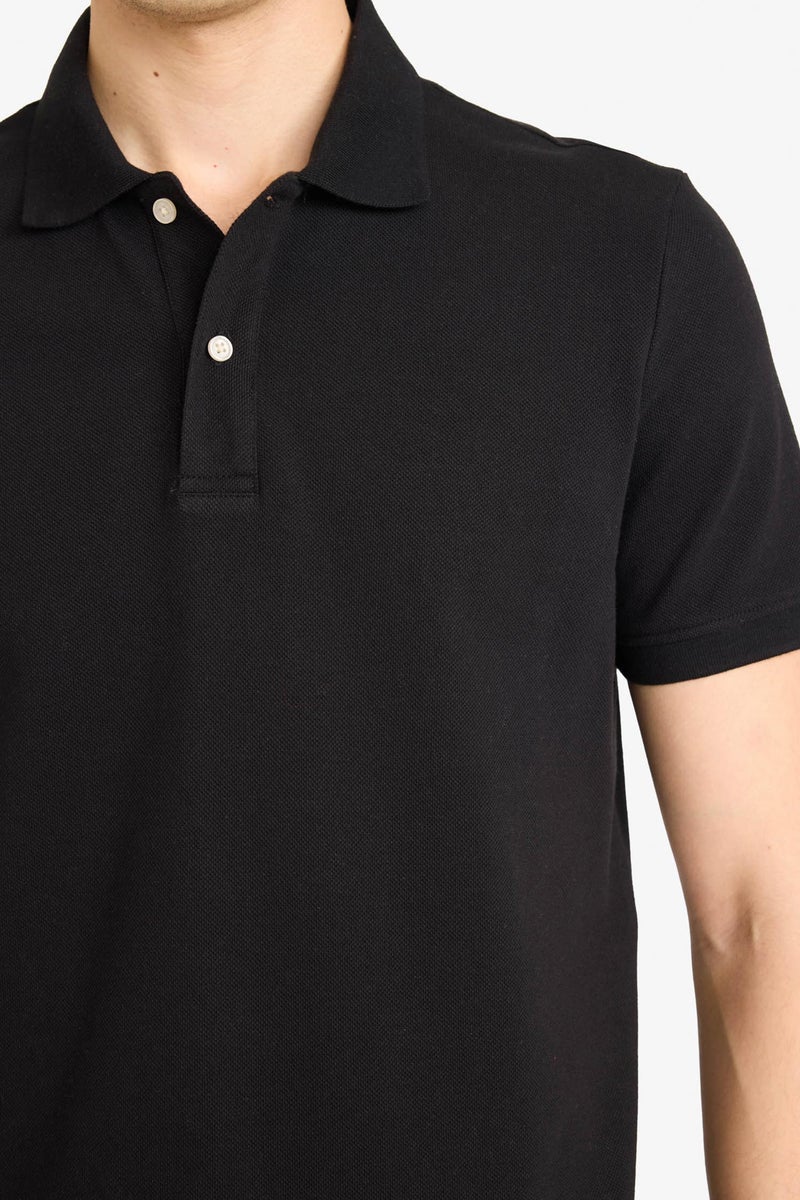 DeFacto Black Man Buttoned Short Sleeves Cotton Polo T-shirt Casual - Image 4