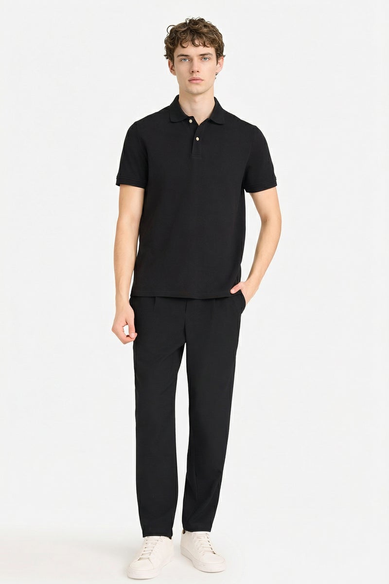 DeFacto Black Man Buttoned Short Sleeves Cotton Polo T-shirt Casual - Image 2