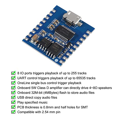 Coliao 2pcs DY-SV17F Audio Module Mini MP3 Player IO Trigger USB Download 4MB Flash Voice Playback Module - Image 5