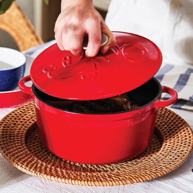 MEYER Meyer Disney Bon Voyage Enameled Cast Iron Casserole Dutch Oven Cast Iron Pot Cast Iron Pot with lid Biryani Pot with lid 20cm 25L Red  - Image 5