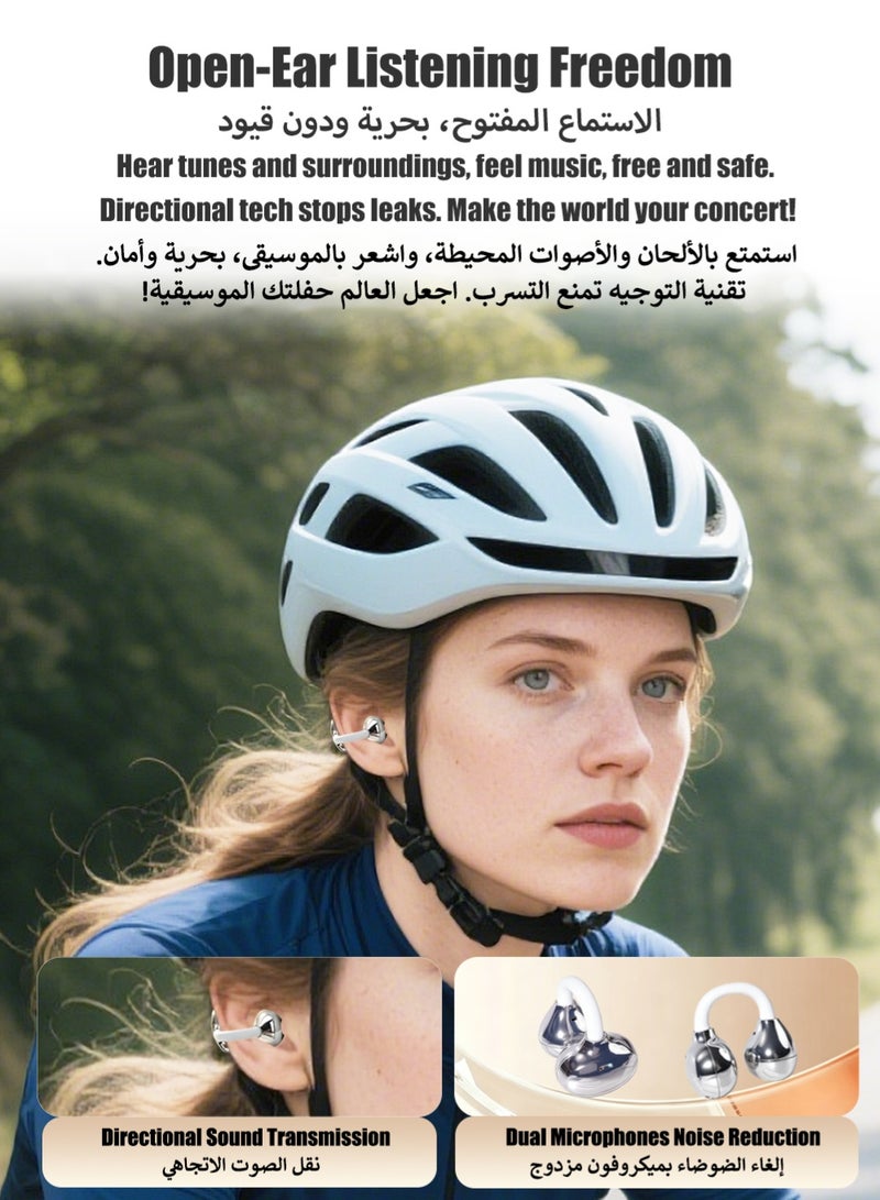 ISKU Open Ear Clip Headphones Wireless Bluetooth Earphones Bluetooth 6.0 OWS Earbuds ENC call TWS Headphones for Sports Travel Classes Work - Image 3