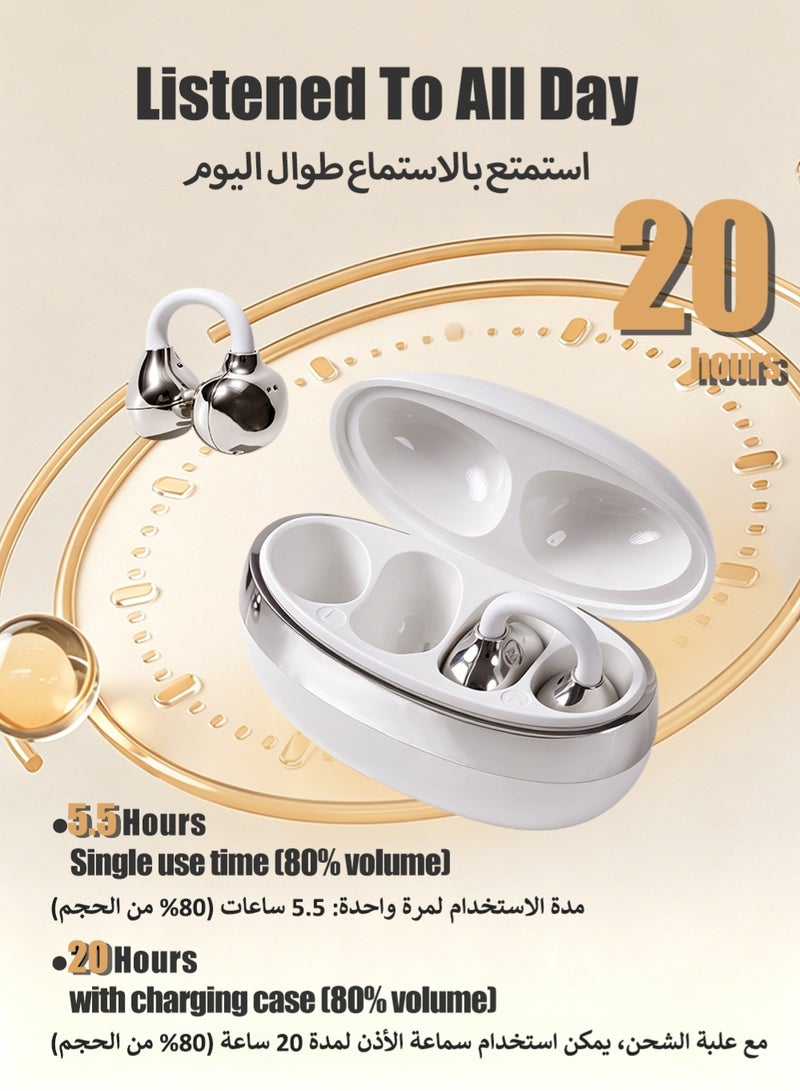 ISKU Open Ear Clip Headphones Wireless Bluetooth Earphones Bluetooth 6.0 OWS Earbuds ENC call TWS Headphones for Sports Travel Classes Work - Image 4