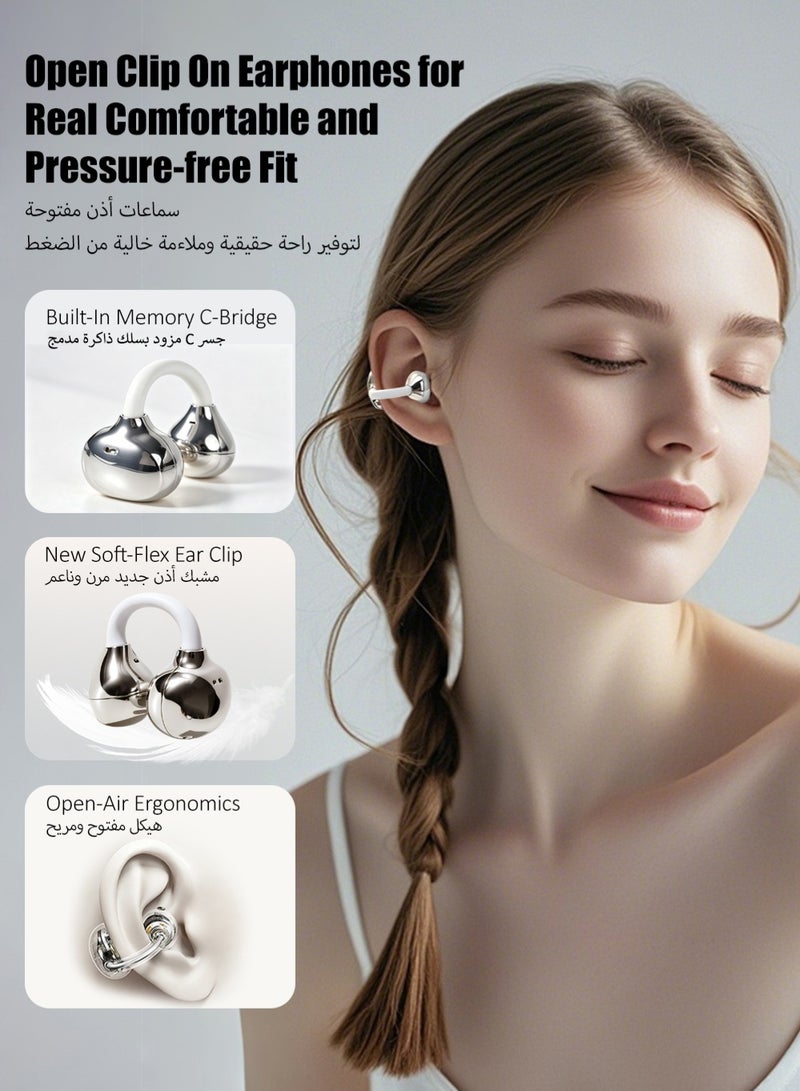 ISKU Open Ear Clip Headphones Wireless Bluetooth Earphones Bluetooth 6.0 OWS Earbuds ENC call TWS Headphones for Sports Travel Classes Work - Image 2