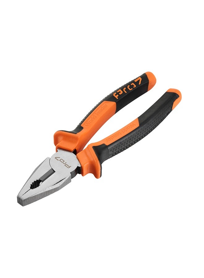 LAWAZIM Pro7 Combination Plier -8inch- Black and Orange - Rubber Handle Lineman Plier with Gripping, Twisting, Bending & Cutting Functions - Ideal for Electrical Work, Construction, Household Repairs - Image 1