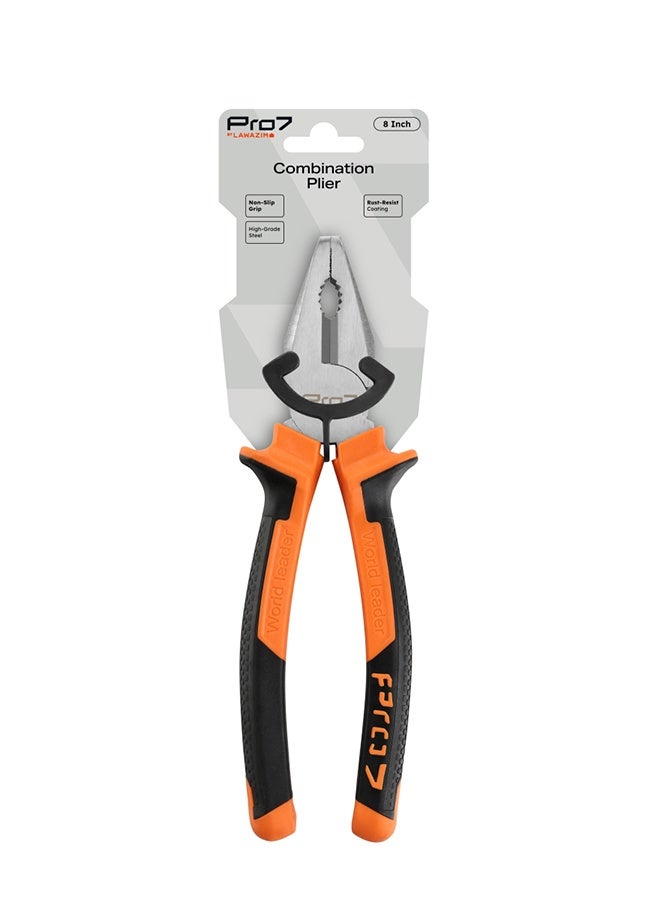 LAWAZIM Pro7 Combination Plier -8inch- Black and Orange - Rubber Handle Lineman Plier with Gripping, Twisting, Bending & Cutting Functions - Ideal for Electrical Work, Construction, Household Repairs - Image 5