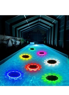 Generic Floating Pool Lights Solar Outdoor Sunflower Ip68 Waterproof Lighting Amphibious Pond Led Night Lamps for Garden Backyard Decor ( 2lights 1control )  - Image 1