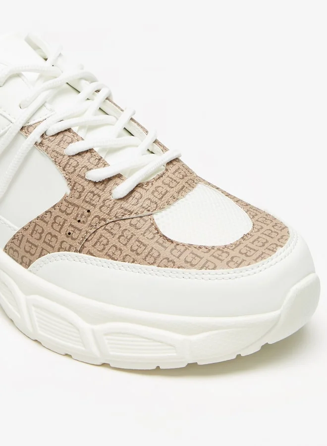 Flora Bella By Shoexpress Women's Monogram Print Casual Shoes Sneakers With Lace-Up Closure
