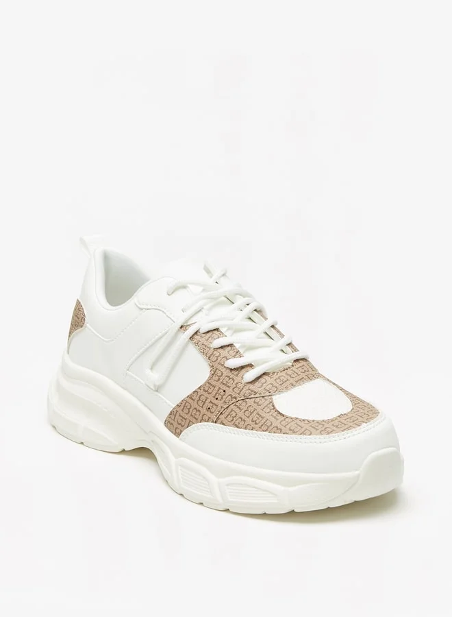 Flora Bella By Shoexpress Women's Monogram Print Casual Shoes Sneakers With Lace-Up Closure