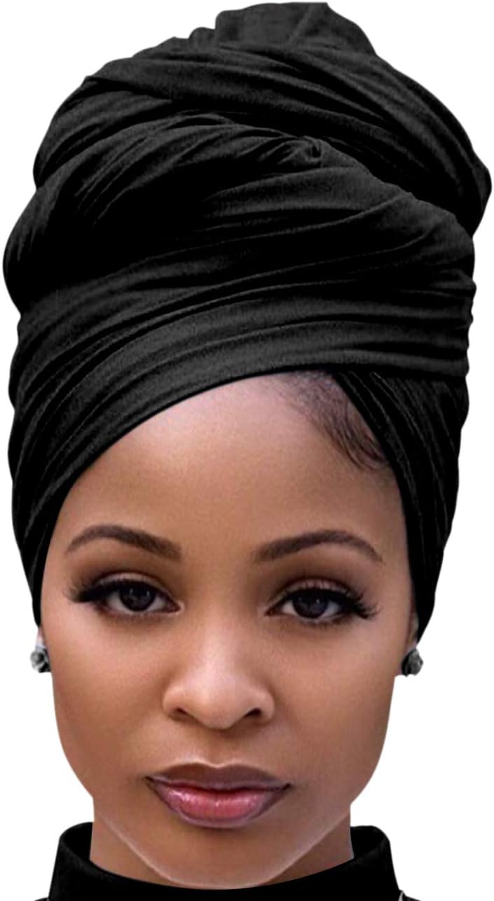 Harewom Head Wraps for Black Women Stretch Head Scarf Long African Hair Wraps Turban Headwraps Jersey Headbands - Image 1