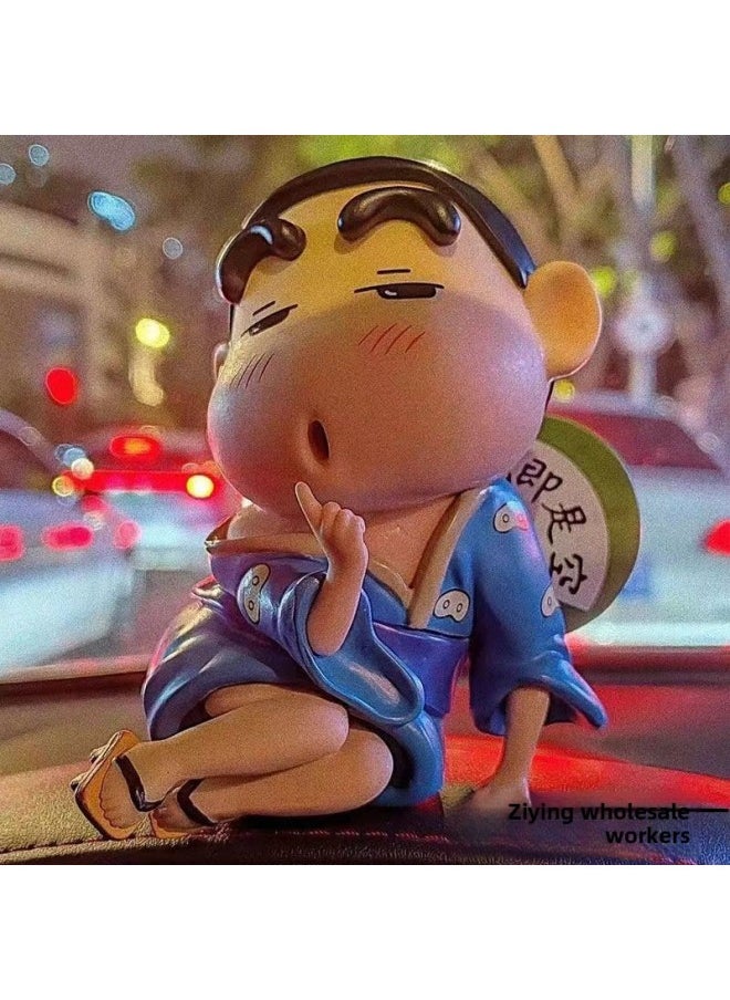 Generic - Funny Cute Kimono Crayon Small Girl Car Chassis Office Desktop Animation Decoration Doll Handmade-Color:[single] Kimono-xiaoxin- 8cm-Specifications:Collect + Follow Priority And Receive Traceless Glue - Image 1